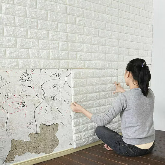 Panel Adhesivo 3D Blanco Ladrillo – 70x77 cm