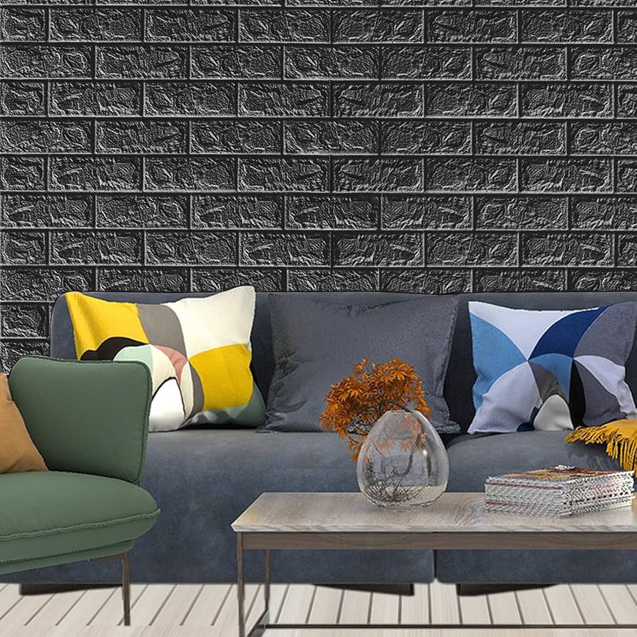 Panel Adhesivo 3D Negro – 70x77 cm