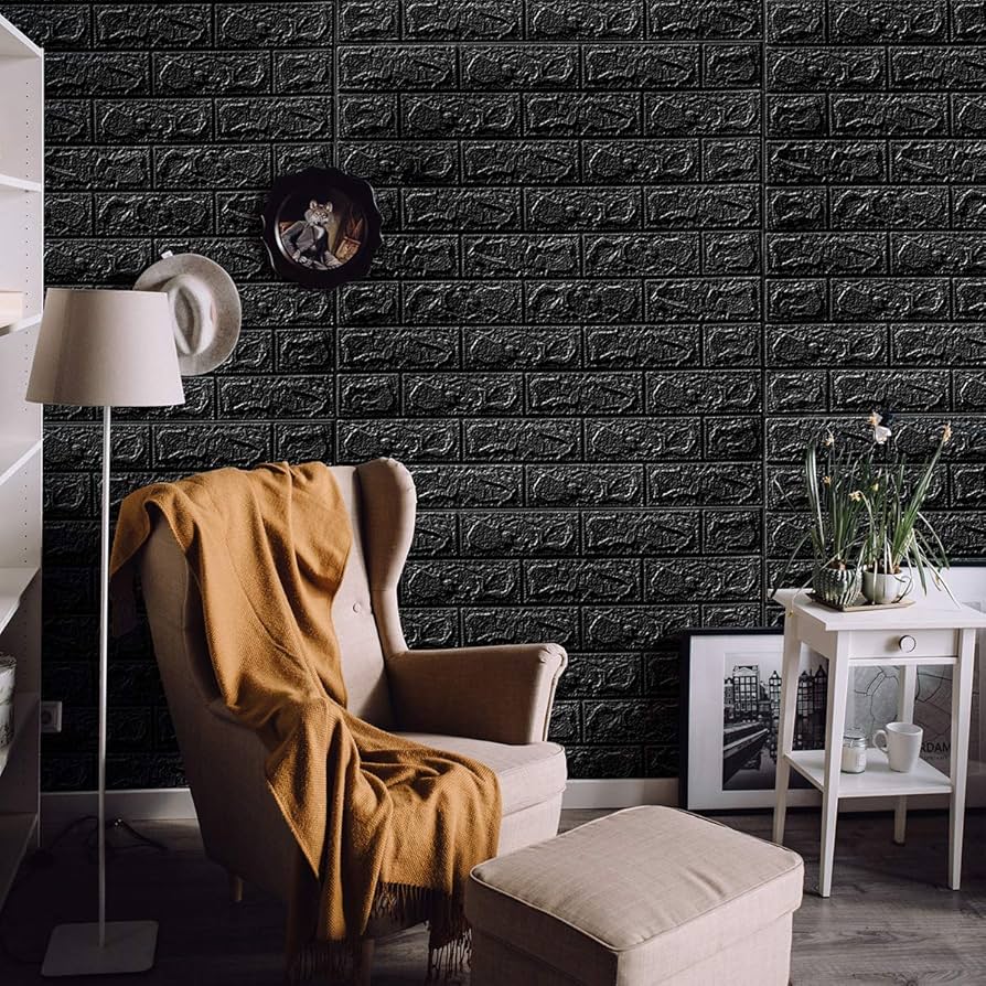 Panel Adhesivo 3D Negro – 70x77 cm