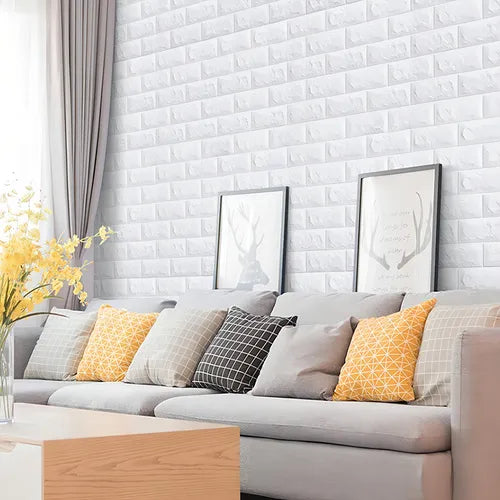 Panel Adhesivo 3D Blanco Ladrillo – 70x77 cm